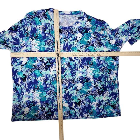 LL Bean SunSmart UPF 50+ Sun Shirt Womens Plus 3X Blue Long Sleeve Swim Beach - Picture 8 of 10